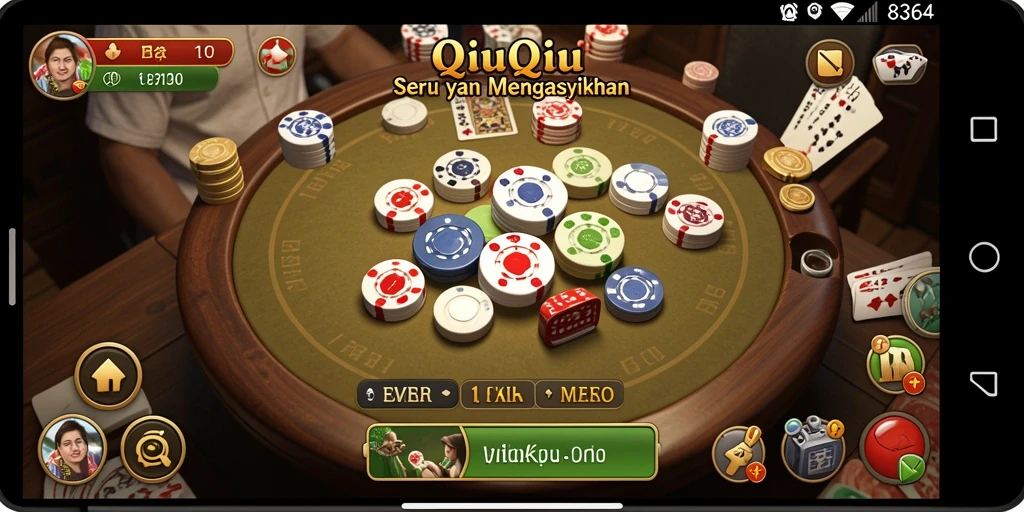 Screenshot utama 8364 menampilkan aksi seru dalam permainan QiuQiu.