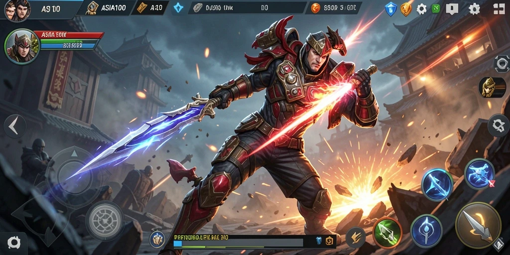 Tampilan aksi seru dalam gameplay ASIA100 yang menakjubkan.