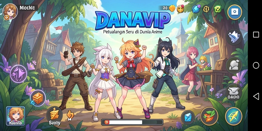 Screenshot gameplay DANAVIP menampilkan aksi karakter anime yang mendebarkan.