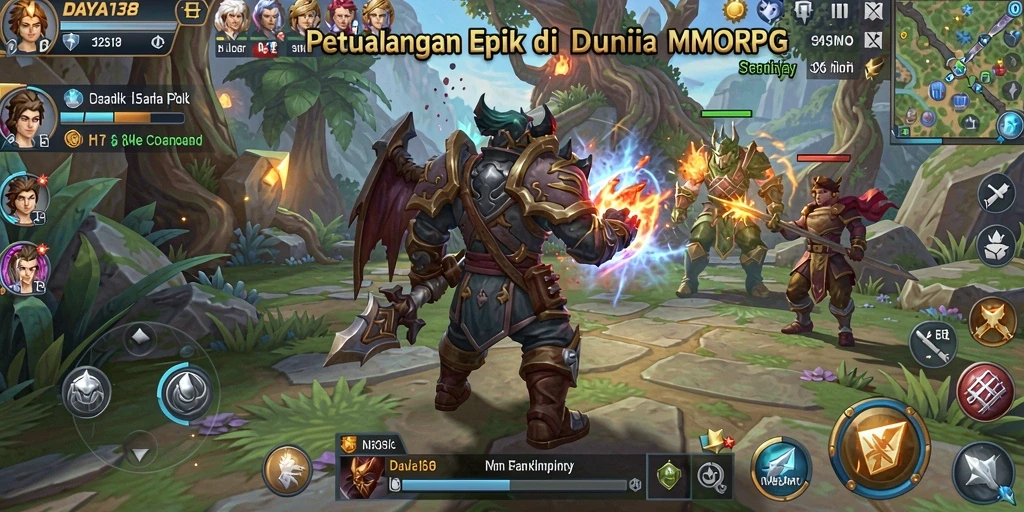 Tampilan gameplay menarik saat bertempur di dunia MMORPG.