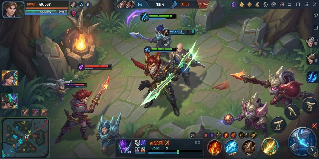 Screenshot GACOR668 menampilkan pertarungan seru dalam permainan MOBA.