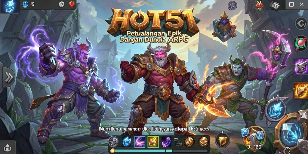 Tangkapan layar gameplay HOT51 dengan aksi pertarungan ARPG yang mendebarkan.