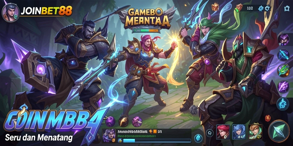 Tampilan gameplay menarik dari JOINBET88 yang menunjukkan aksi MOBA.