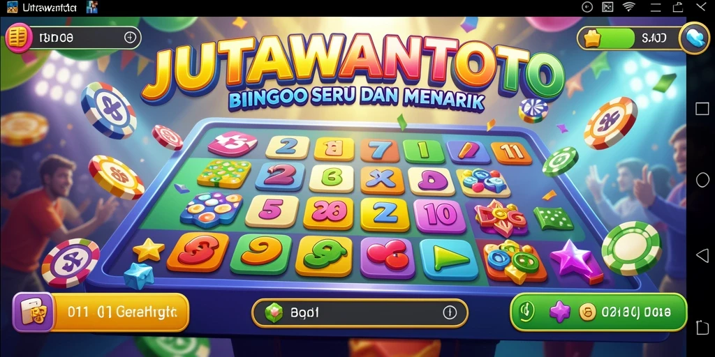 Screenshot gameplay JUTAWANTOTO yang menampilkan kartu Bingo dan interaksi pemain.