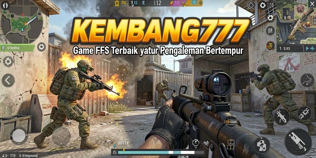 Screenshot gameplay KEMBANG777 menampilkan pertempuran FPS yang intens.