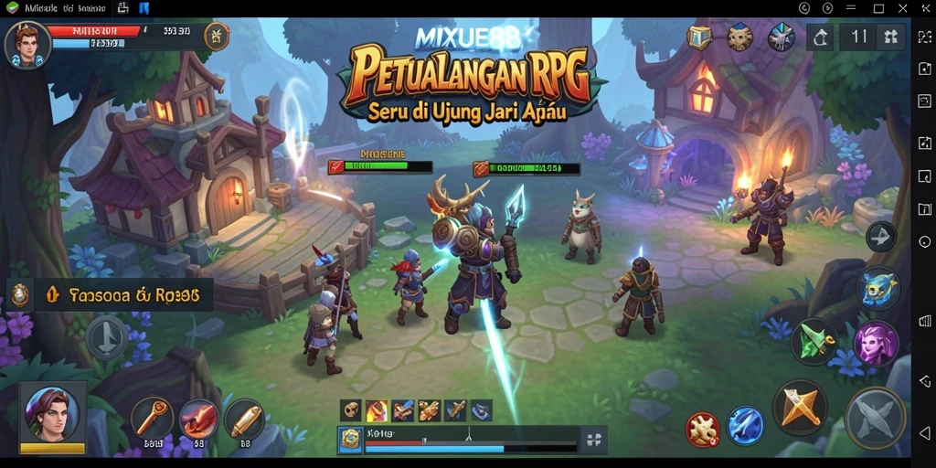 Screenshot utama MIXUE88 menampilkan aksi RPG yang mendebarkan.