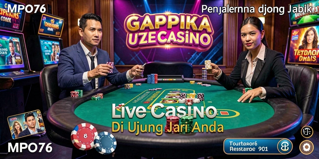 Screenshot utama MPO76 menampilkan dealer langsung dalam aksi di meja kasino.