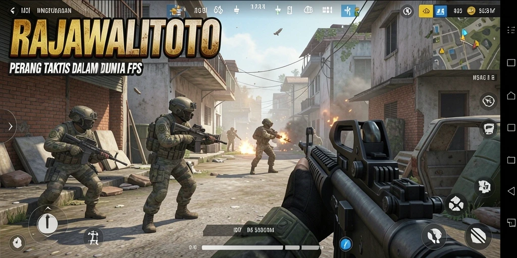 Tangkapan layar dari gameplay dinamis RAJAWALITOTO yang penuh aksi FPS.