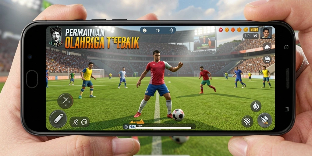 Tangkapan layar utama T6 memperlihatkan aksi seru dalam permainan olahraga.