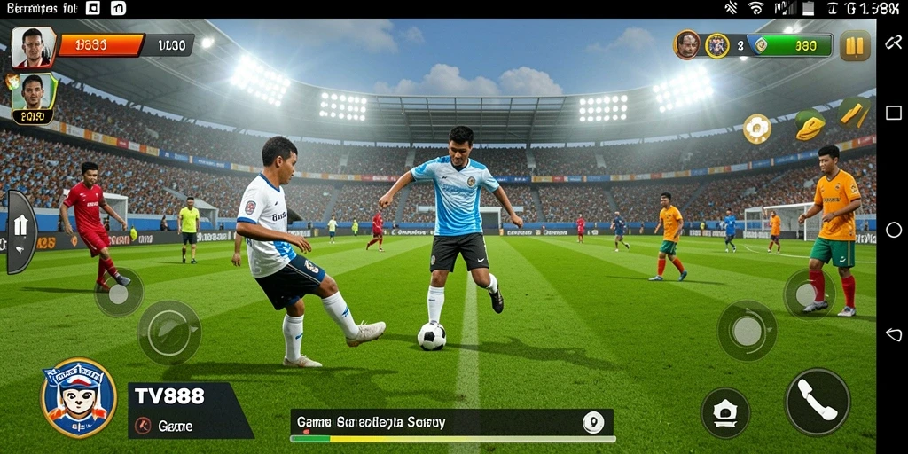 Tangkapan layar TV888 menampilkan aksi menggembirakan di lapangan sepak bola.