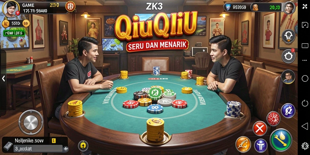 Tampilan gameplay ZK3 yang seru dengan kartu QiuQiu.