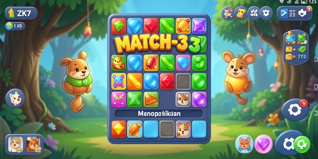 Tampilan gameplay ZK7 yang penuh warna dan seru.